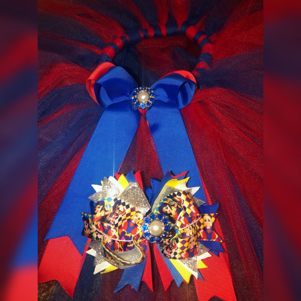 💙Handmade tutu and hair bow set❤️